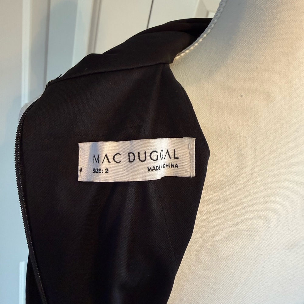 Mac Duggal Black Halter Jersey Gown with ostrich Feathered Skirt size 2 - Picture 5 of 6